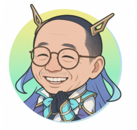 男性,メガネ,笑顔,青い服,キャラクター,イラスト,アイコン,手を合わせる