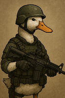 アヒル,兵士,銃,ヘルメット,動物キャラクター