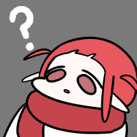 疑問,赤い髪,マフラー,耳が長い,？,シンプルイラスト