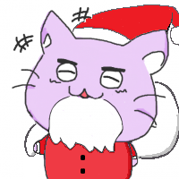 猫,サンタ帽,クリスマス,漫画スタイル