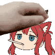 アニメ風,猫耳,女の子,なでる,赤髪,無表情,風邪,サーモメーター,手