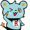 キャラクター,青い,ウィンク,R,かわいい,アニメ,星,手を上げる