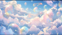 空,雲,泡,ファンタジー,夢,パステルカラー,青空,浮遊