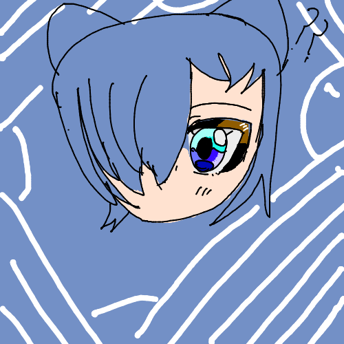 青髪,猫耳,アニメ風,イラスト,女の子,片目隠れ