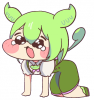 キャラクター,デフォルメ,緑髪,アホ毛,泣き顔,かわいい