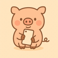 豚,スマホ,かわいい,動物キャラクター
