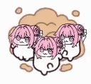キャラクター,ピンクの髪,かわいい,三体,イラスト