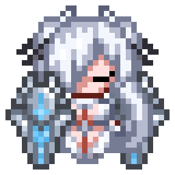 ドット絵,キャラクター,白髪,アニメ風,ピクセルアート