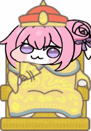 アニメキャラクター,ピンク髪,王冠,玉座,かわいい,紫目