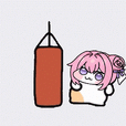 アニメキャラクター,パンチングバッグ,ピンクヘア,可愛い