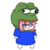 キャラクター,アニメ,かえるの帽子,ピンクの髪,青い服
