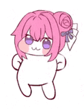 キャラクター,ピンクの髪,紫の目,可愛い,リボン