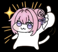 猫,ピンク髪,リボン,キャラクター,キラキラ,手をあげる