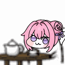 ピンクの髪,アニメキャラ,お茶,かわいい
