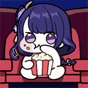 アニメキャラ,ポップコーン,映画館,紫髪