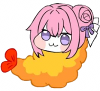 キャラクター,ピンクの髪,オムライス,リボン,デフォルメ