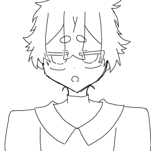 線画,キャラクター,メガネ,無表情,シンプル,アニメ風