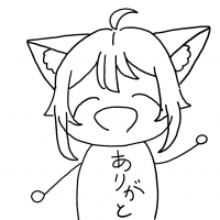 猫耳,女の子,線画,シンプル,ありがとう,イラスト,笑顔