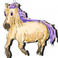 馬,ポニー,イラスト,手描き,紫のたてがみ,動物
