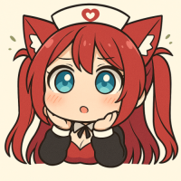 猫耳,メイド,赤髪,ブルーの目,かわいい,アニメ風,アイコン,照れ顔