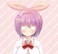 アニメ,バニー,うさ耳,女の子,紫髪,ショートヘア,制服,リボン
